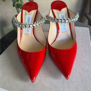 Jimmy Choo Red Bing Crystal Embellished Heels